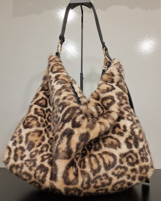 BORSA ECOPELLICCIA LEOPARDATA
